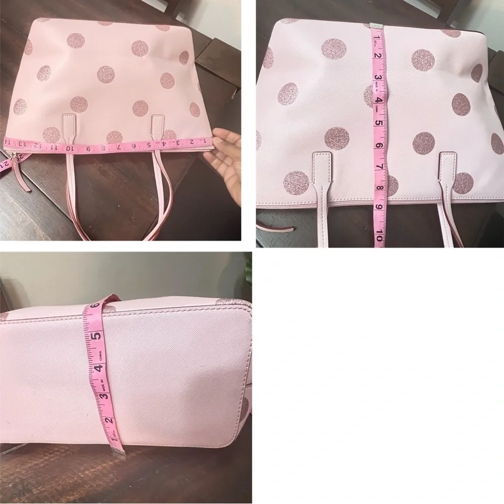 Kate Spade Pink Polka Dot Tote Bag Measurement 14.5 x 5 x 9